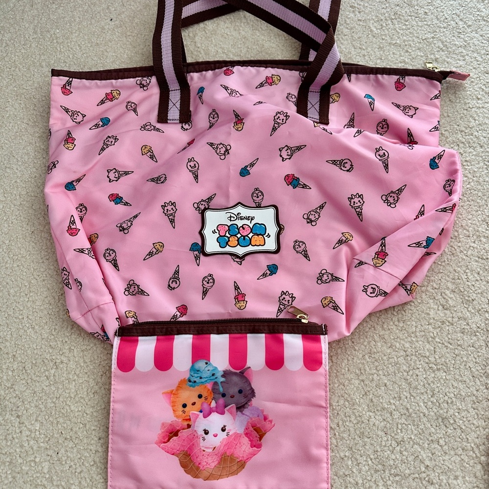 Disney yellow Tote and Pouch Set
Pink tote sold